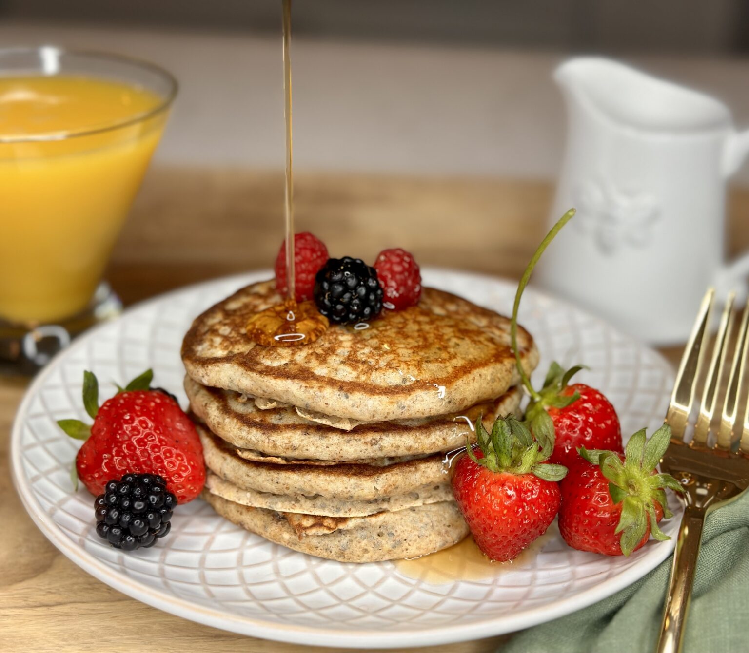 Chia & Flaxseed Buttermilk Pancakes we eat. live. do. well