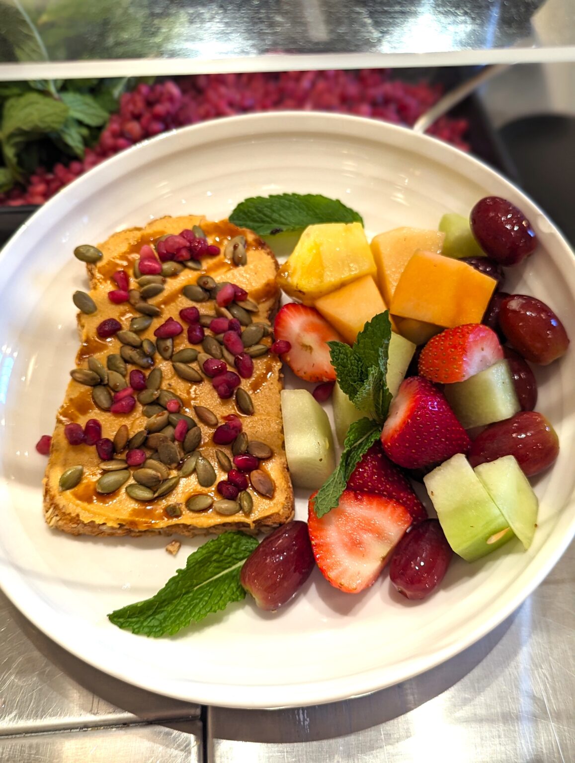 Butternut Squash Hummus Multigrain Toast, Pumpkin Seeds, Pomegranate ...